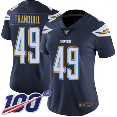 Los Angeles Chargers NFL Football Drue Tranquill Navy Blue Jersey Women Limited 49 Home 100th Season Vapor Untouchable